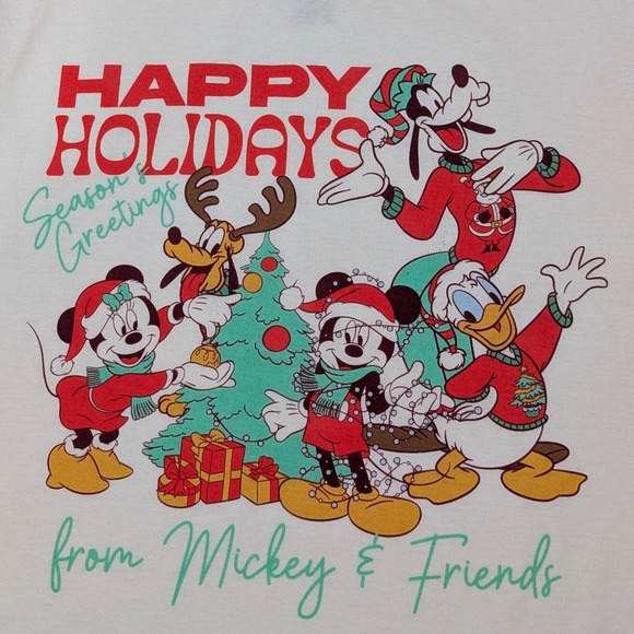 Disney Tops - Disney Mickey Mouse Friends Happy Holidays Christmas Graphic T Shirt‎ M M